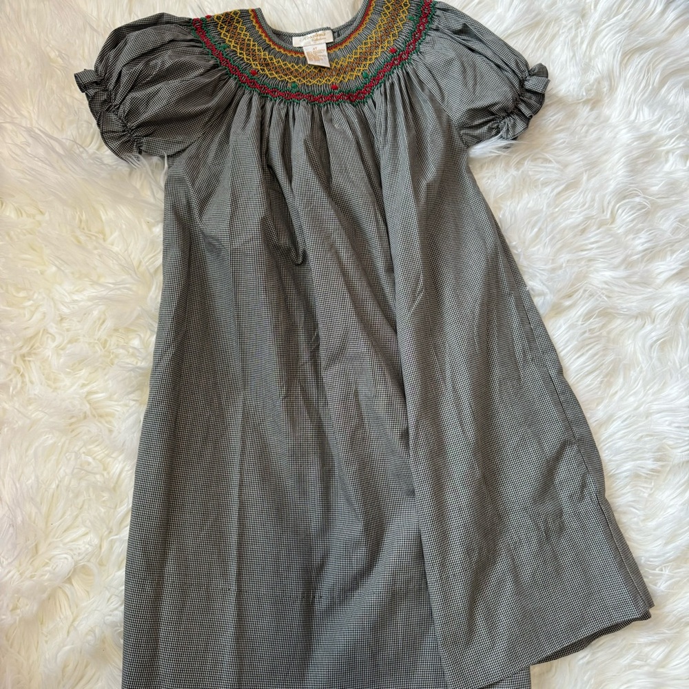 Rosalina smoked dress - black/white gingham - 4T